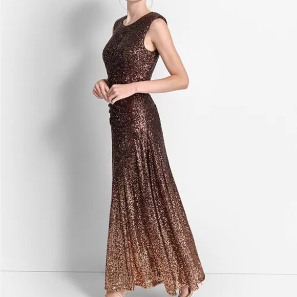 DKNY Sparkling Brown Maxi Dress - Picture 1 of 7